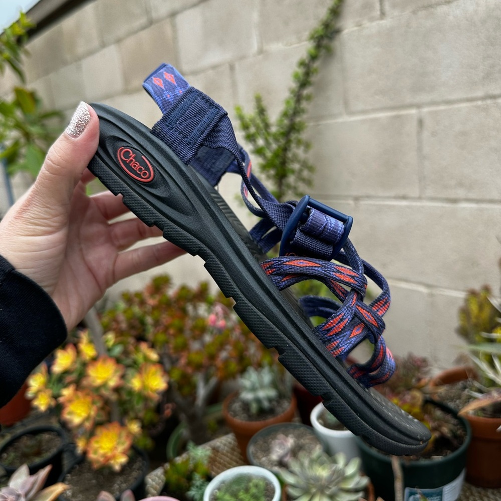 Chaco ZX/2 Classic Blue & Poppy Orange Hiking Sandals 8